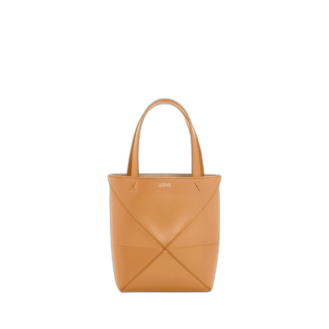 Beige Mini Puzzle Fold Tote