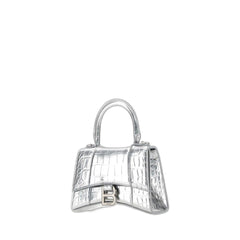 Hourglass Xs Handbag Crocodile Embossed In Silver