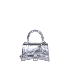 Hourglass Xs Handbag Crocodile Embossed In Silver