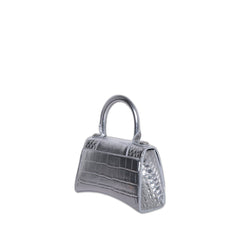 Hourglass Xs Handbag Crocodile Embossed In Silver