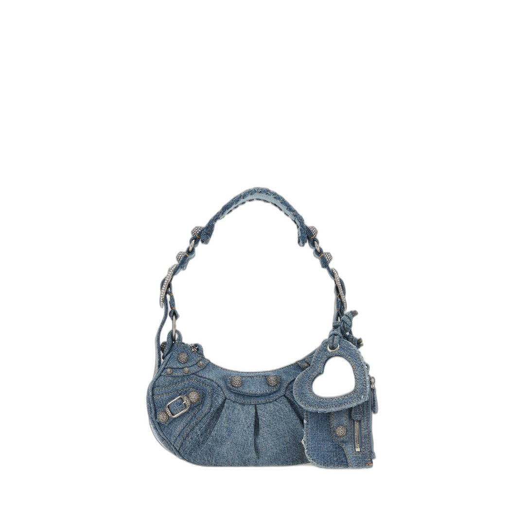 Le Cagole Xs Shoulder Bag Denim In Blue