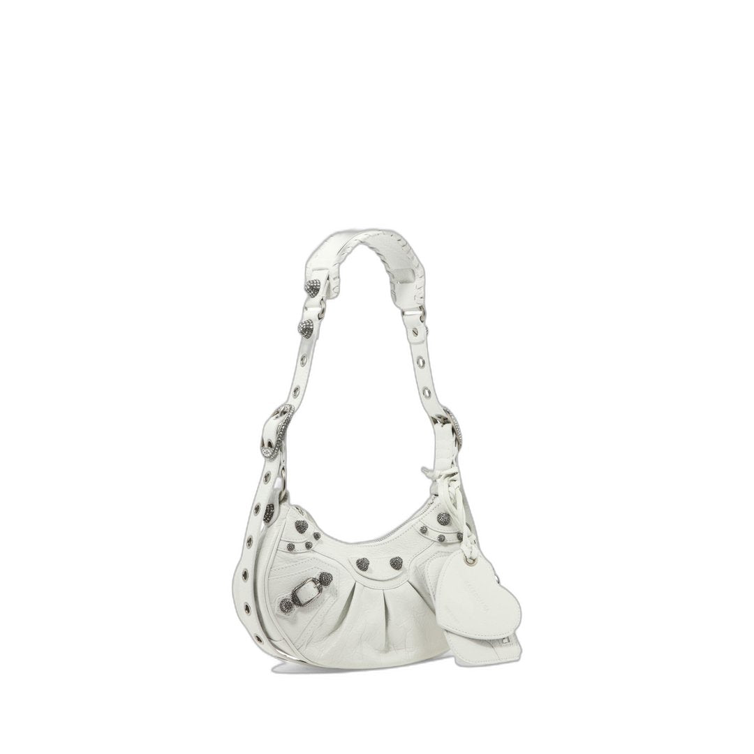 Le Cagole Xs Shoulder Bag Rhinestones In White