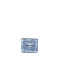 Cash Flap Coin And Card Holder Denim Print In Blue