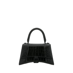 Hourglass Small Handbag Crocodile Embossed In Black