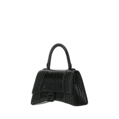 Hourglass Small Handbag Crocodile Embossed In Black