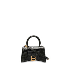 Hourglass Xs Handbag Crocodile Embossed In Black