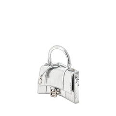 Hourglass Xs Handbag Crocodile Embossed In Silver