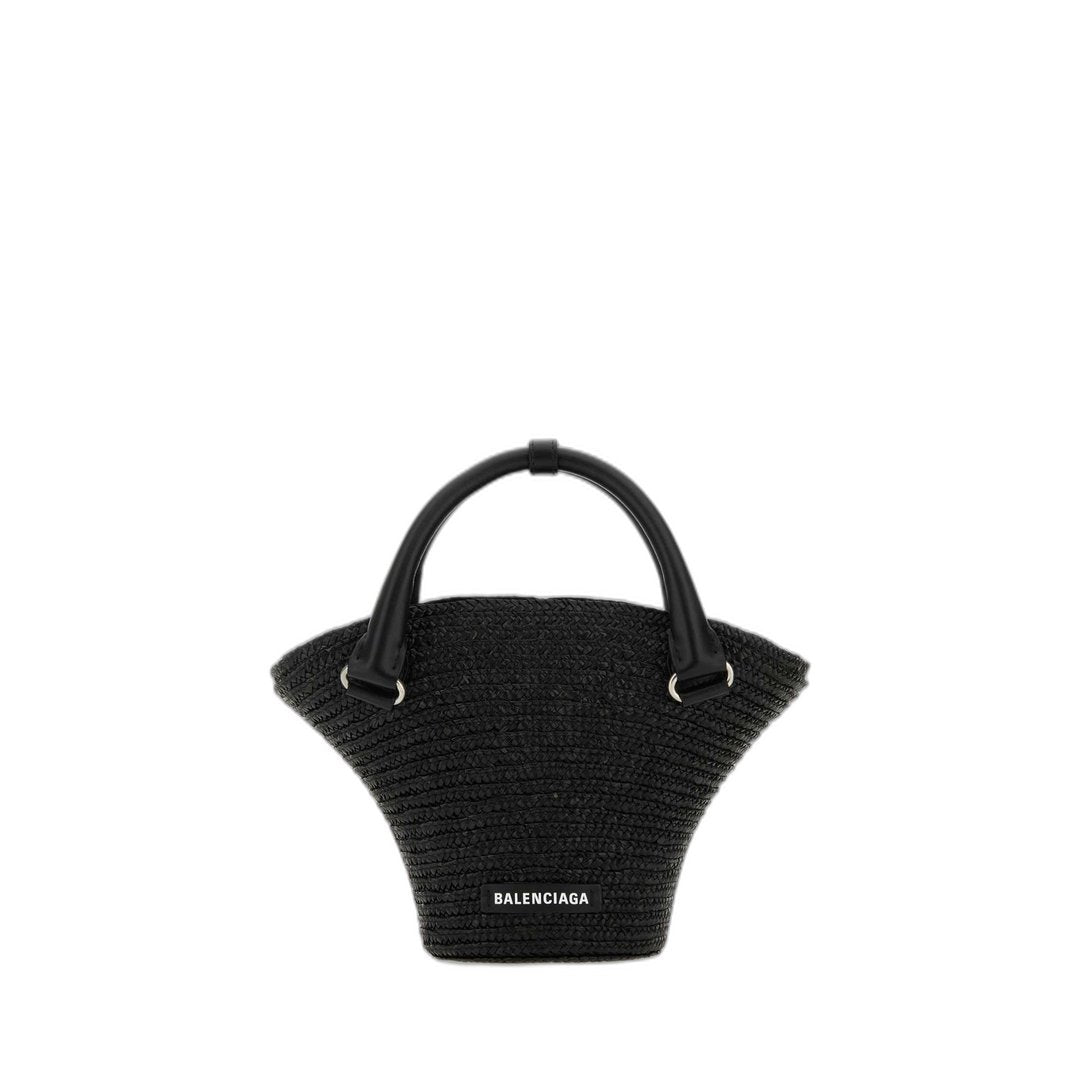 Black Straw Mini Beach Handbag