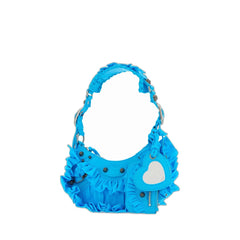 Le Cagole Ruffle Shoulder Bag in Blue