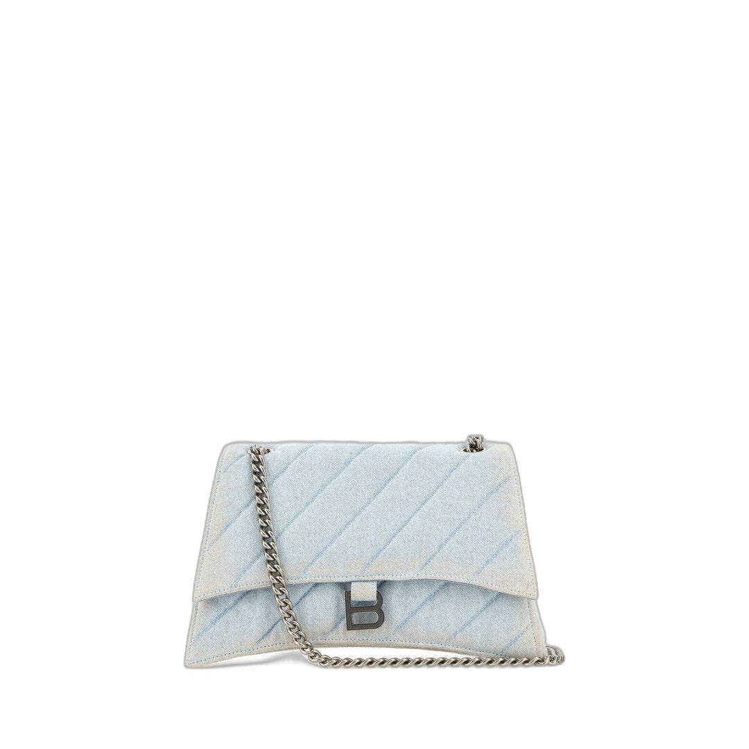 Light-Blue Denim Crush M Shoulder Bag