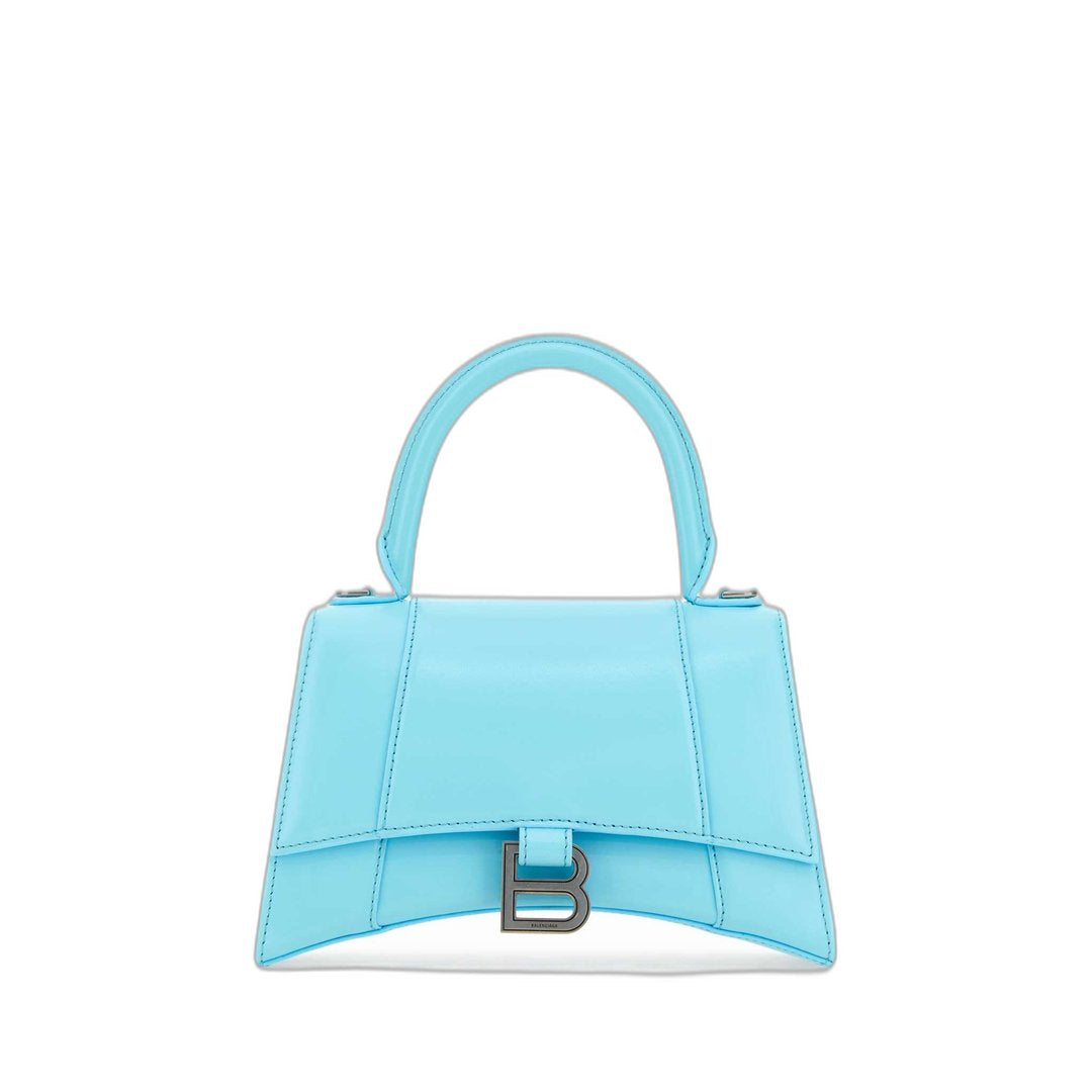 Light Blue Leather Small Hourglass Handbag