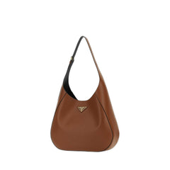 Logo Leather Shoulder Bag Brown