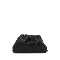 Black Leather Teen Clutch With Woven Pattern