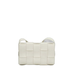 White Intreccio Small Cassette Crossbody Bag