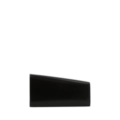 Black Asymetric Clutch In Shiny Calfskin With Print