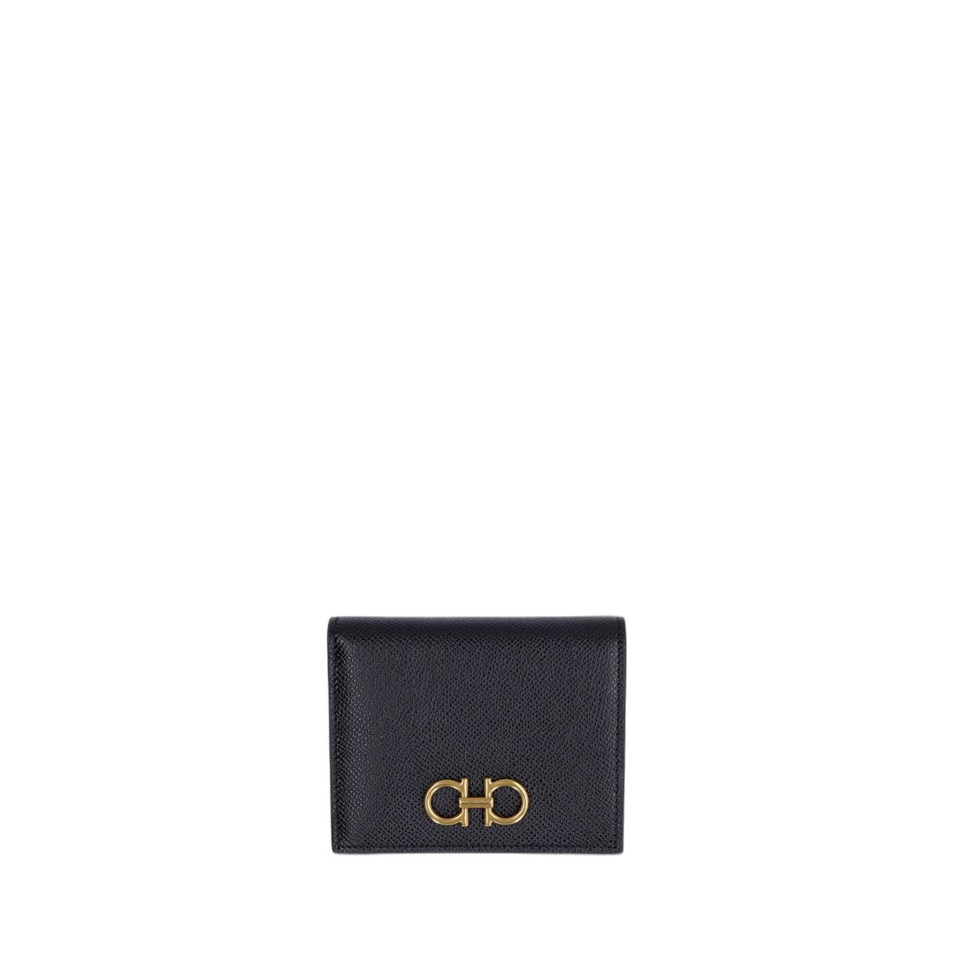 Ladies Gancini Compact Wallet In Black