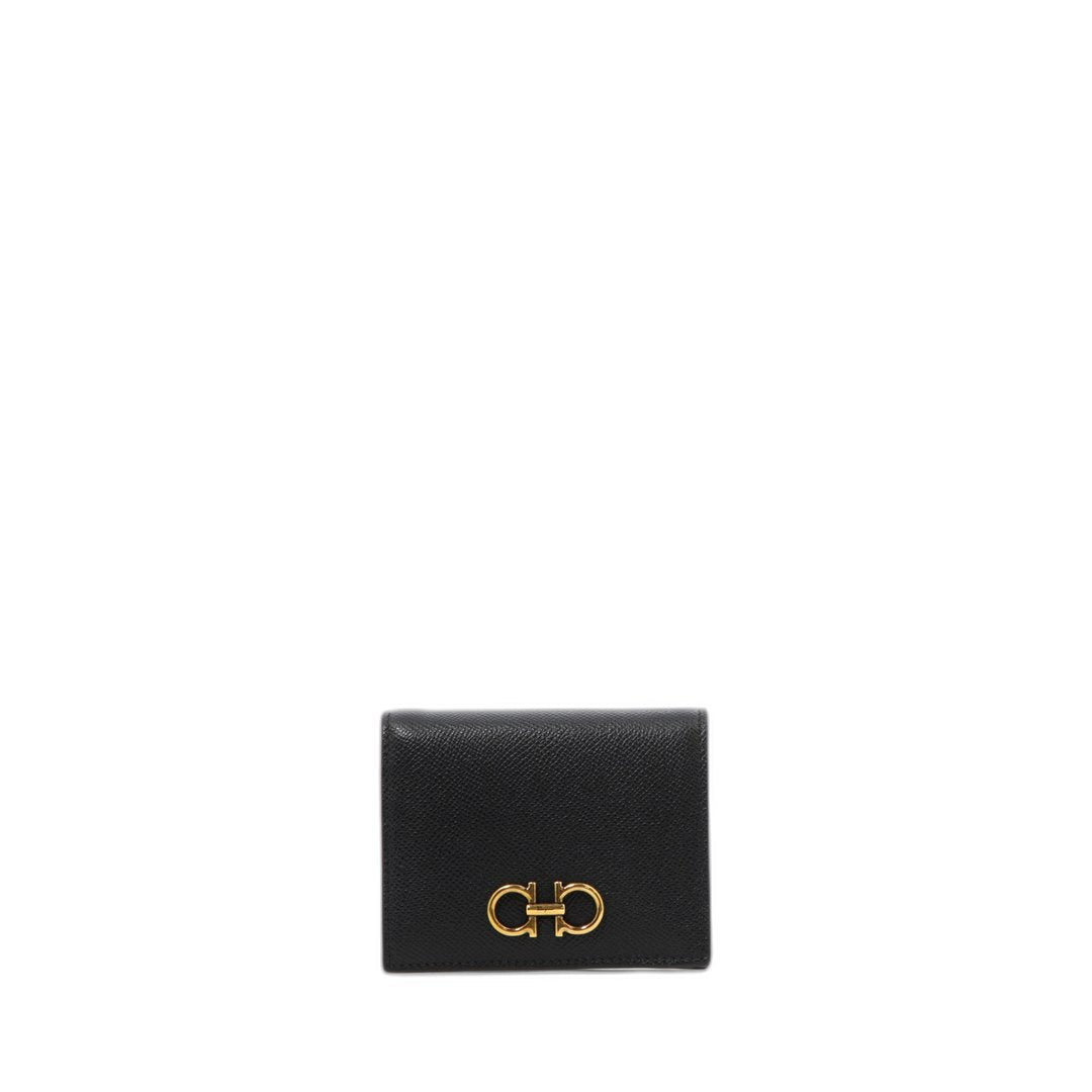 Ladies Gancini Compact Wallet In Black