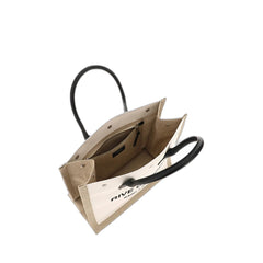 Rive Gauche Small Tote Bag In Linen And Leather