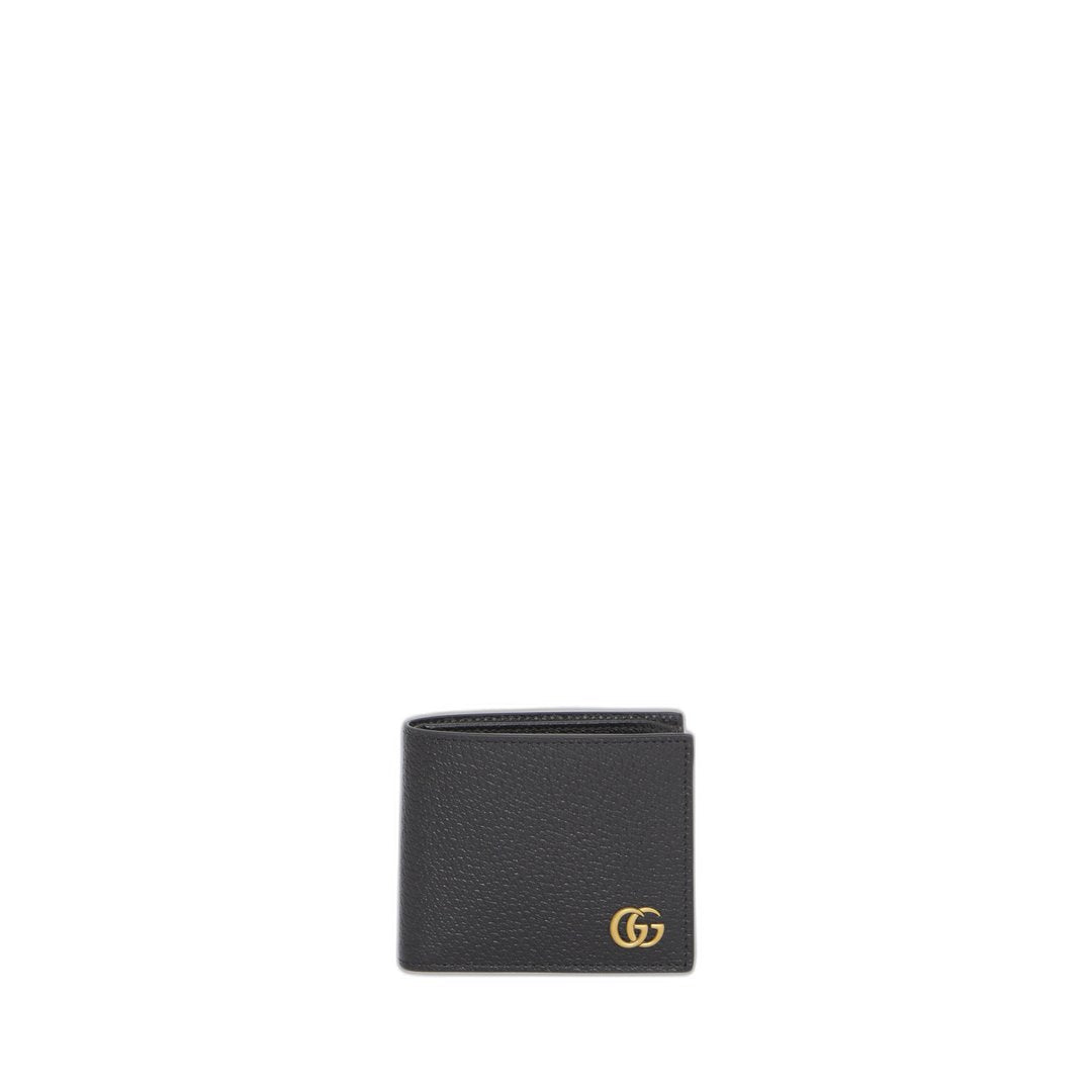 Gg Marmont Leather Bi-Fold Wallet Black Gold