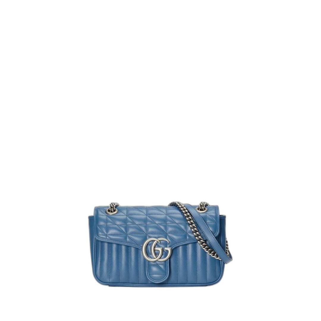 Gg Marmont Small Blue Matelasse