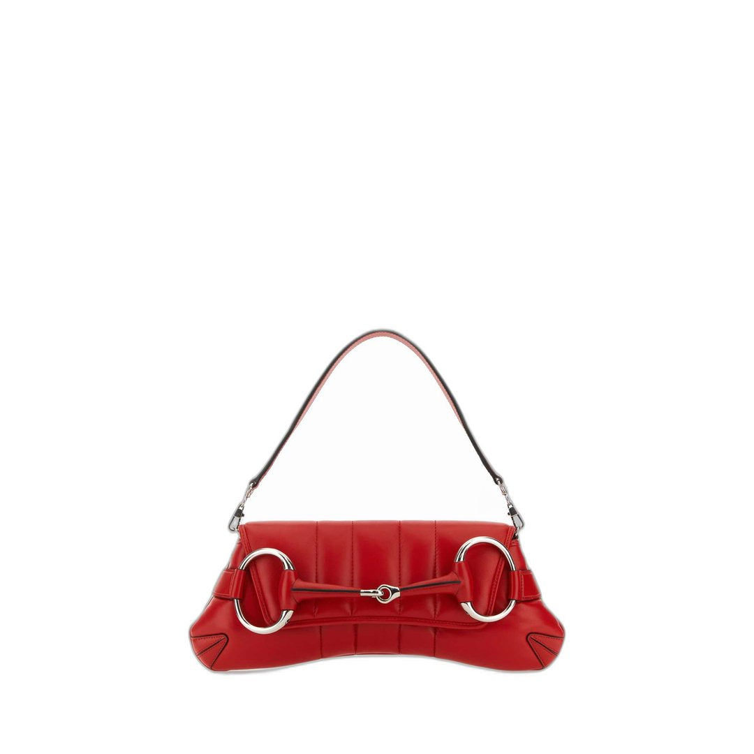 Horsebit Chain Medium Shoulder Bag Red