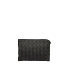 Zip-Up Woven Clutch Bag In Black For Men