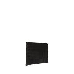 Zip-Up Woven Clutch Bag In Black For Men