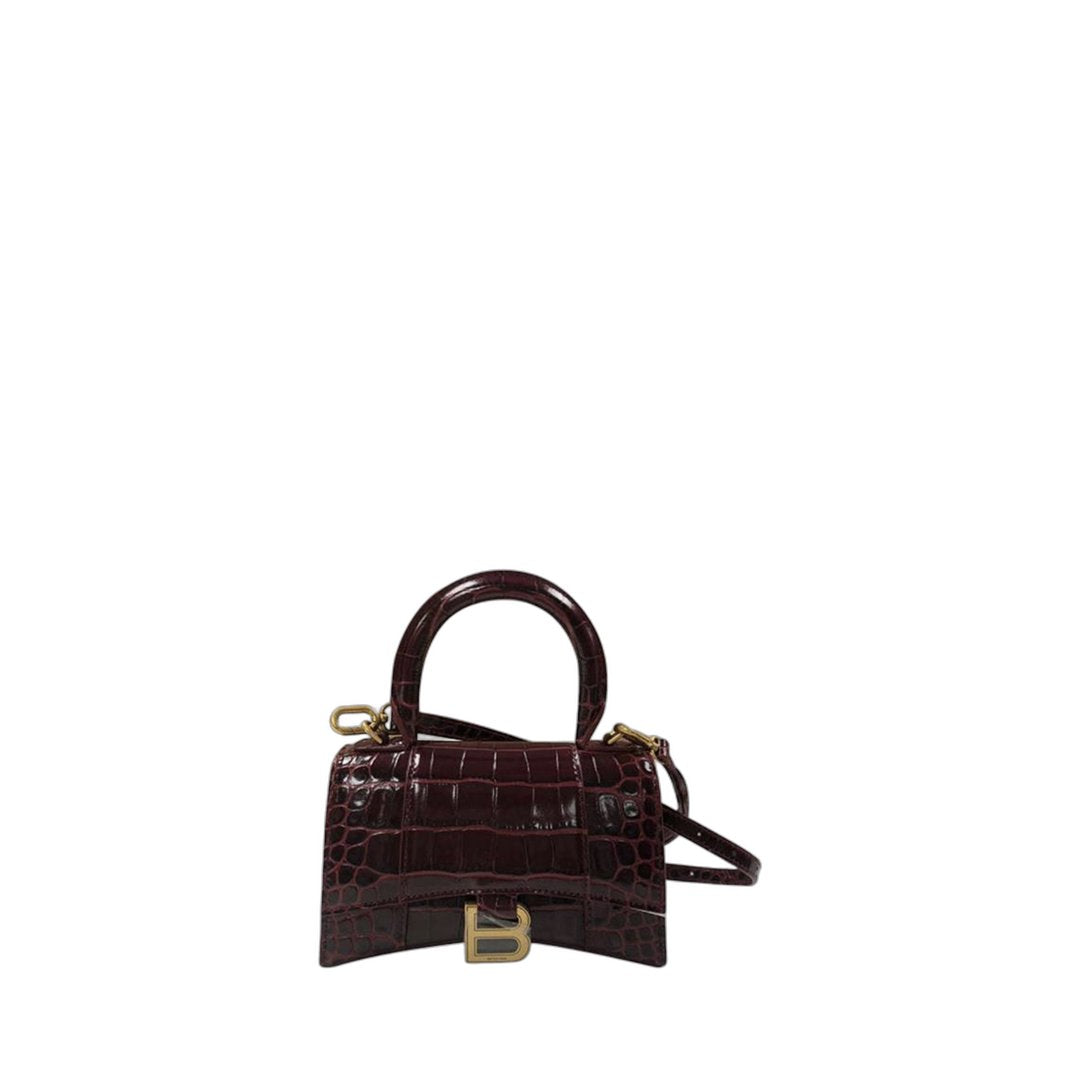 Hourglass Xs Handbag Crocodile Embossed In Dark