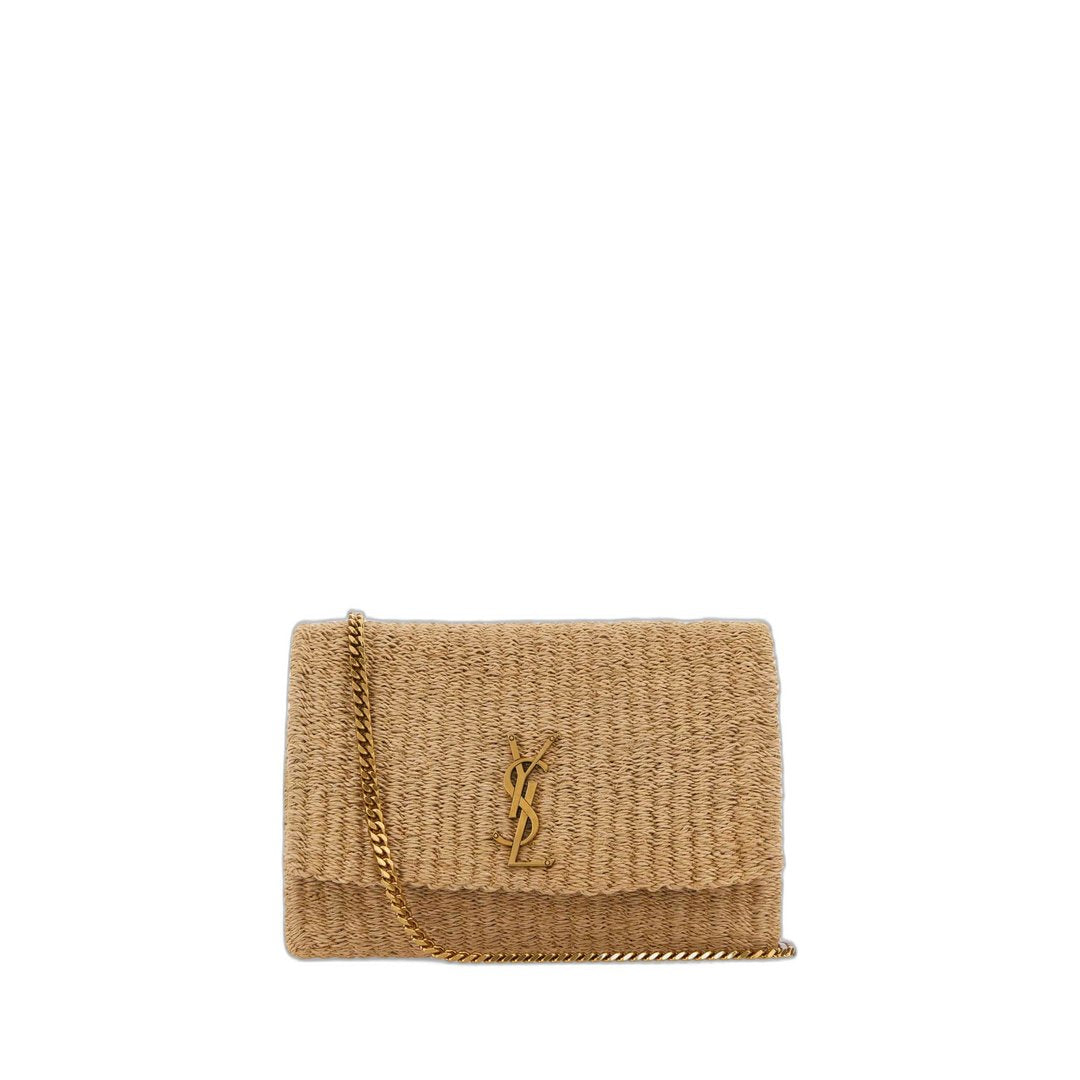 Kate Medium Supple Chain Bag In Raffia