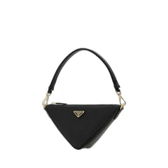 Black Leather Triangle Shoulder Bag