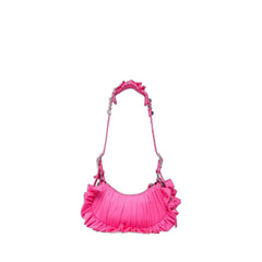 Le Cagole Xs Shoulder Bag With Ruffles in Acid Pink