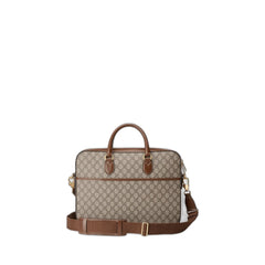 Leather-Trimmed Monogrammed Coated-Canvas Briefcase