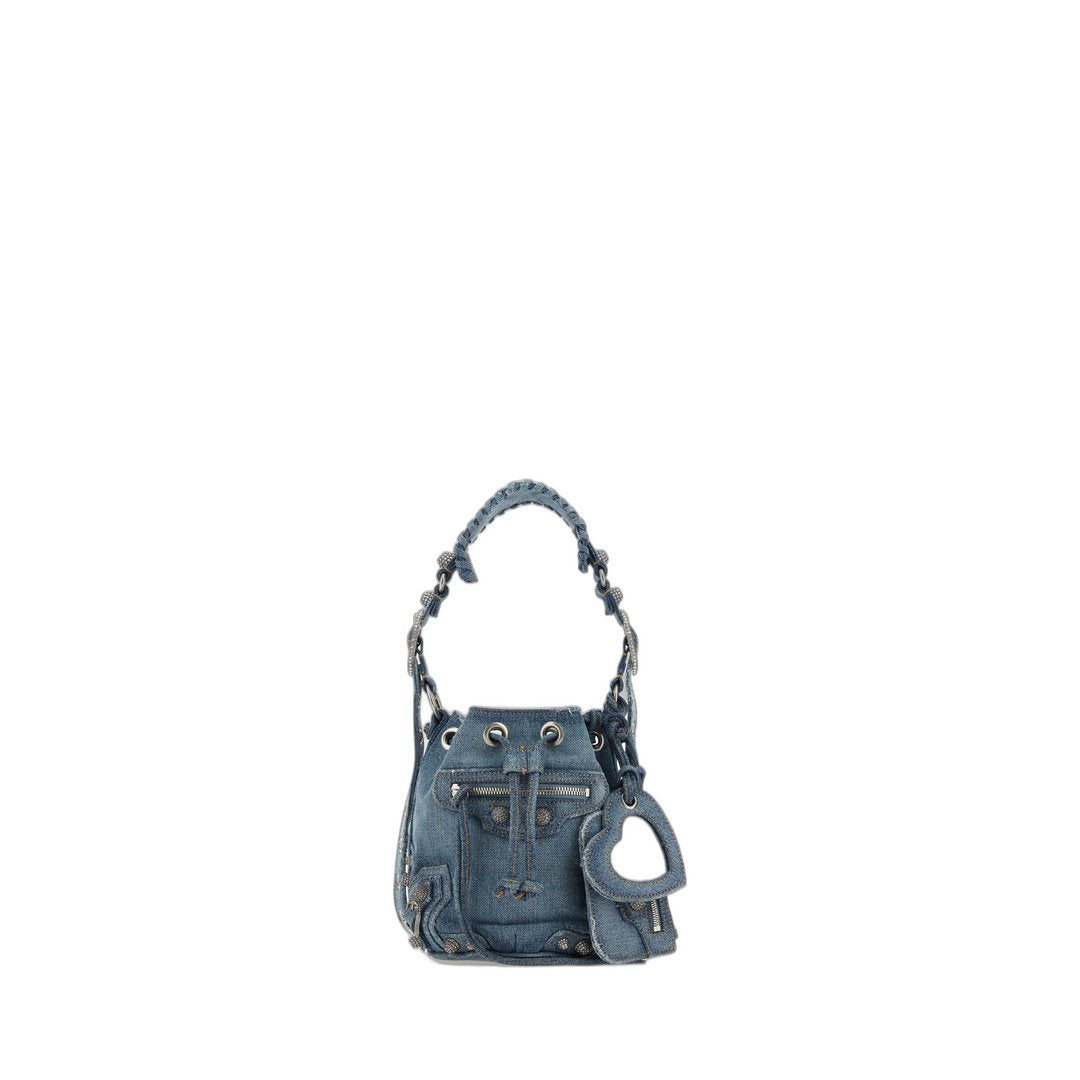 Le Cagole XS Bucket Bag Denim with Rhinestone