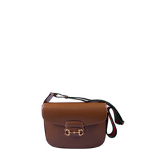 Horsebit-Detailed Cross-Grain Leather Messenger Bag 2364