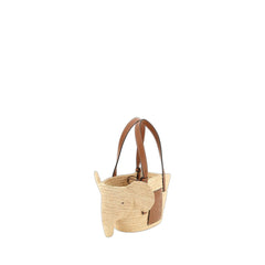 Elephant Basket Small Bag In Rafia And Calfskin