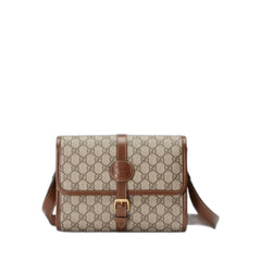 Gg Jacquard Buckle Messenger Bag Tan