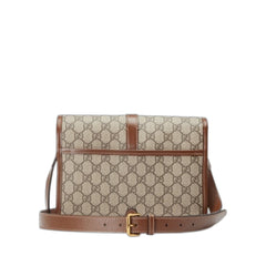 Gg Jacquard Buckle Messenger Bag Tan