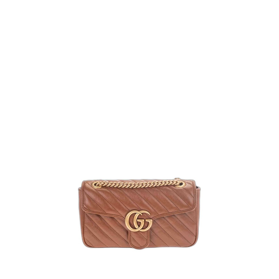 Gg Marmont Mini Matelassé Shoulder Bag Brown