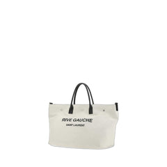 Leather-Trimmed Logo-Print Canvas Tote Bag