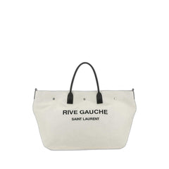 Leather-Trimmed Logo-Print Canvas Tote Bag