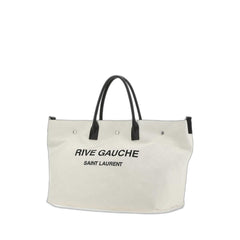 Leather-Trimmed Logo-Print Canvas Tote Bag