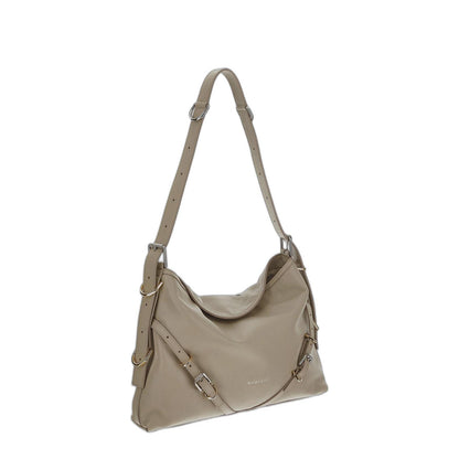 Voyou Medium Calfskin Shoulder Bag - Natural Beige