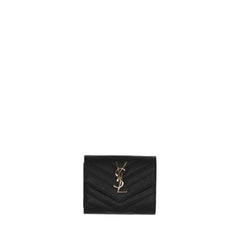 Cassandre Quilted Leather Trifold Wallet Black