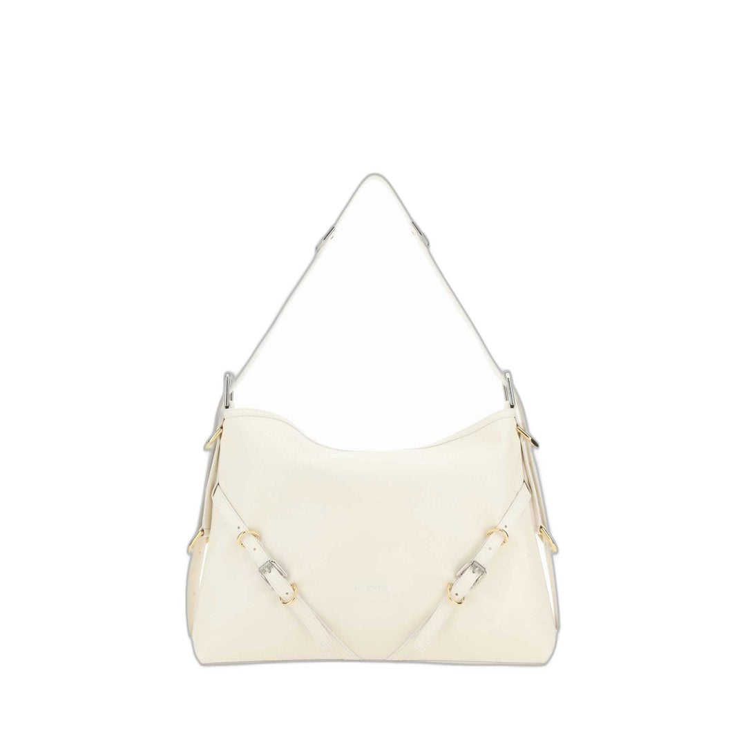 Voyoum Medium Grainy Leather Shoulder Bag White