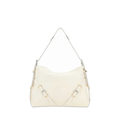 Voyoum Medium Grainy Leather Shoulder Bag White