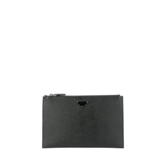 Logo Plaque Zip Clutch Bag