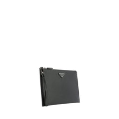 Logo Plaque Zip Clutch Bag