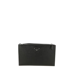 Logo Plaque Zip Clutch Bag