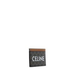 Print Triomphe Card Holder Tan In Coated Canvas