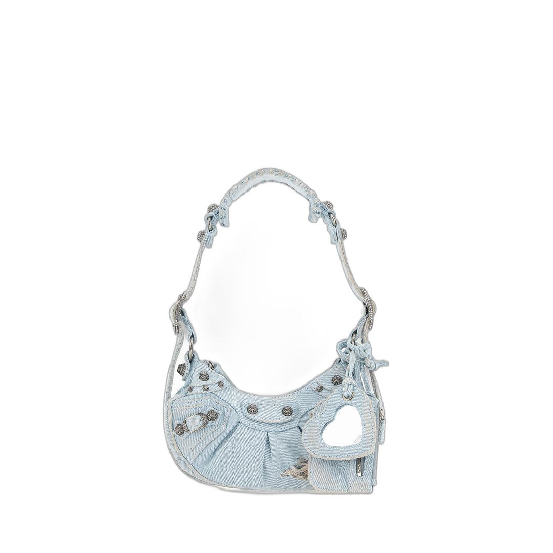 Women'S Le Cagole Xs Shoulder Bag Denim With Rhinestones